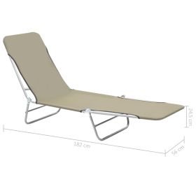 vidaXL Folding Sun Loungers 2 pcs Steel and Fabric Taupe