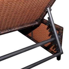 vidaXL Reclining Patio Chairs 2 pcs with Table Brown Poly Rattan