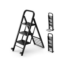 2 in 1 Hand Truck and Ladder Combo with Rubber Wheels, Handle for Warehouse, Garage, Home