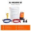 VEVOR Tankless Water Heater Flushing Kit, Includes Efficient Pump & 3.7 Gallon Pail & 2 Hoses, Wrench and Adapter for Quick Install