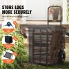 VEVOR Firewood Log Cart, 250 lbs Capacity, Outdoor and Indoor Wood Rack Storage Mover with PU Wheels & Waterproof Cloth, Heavy Duty Steel Dolly Hauler