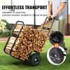 VEVOR Firewood Log Cart, 250 lbs Capacity, Outdoor and Indoor Wood Rack Storage Mover with PU Wheels & Waterproof Cloth, Heavy Duty Steel Dolly Hauler