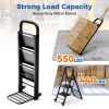 2 in 1 Hand Truck and Ladder Combo with Rubber Wheels, Handle for Warehouse, Garage, Home