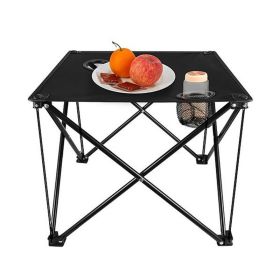 Travel Camping Picnic Portable Foldable Table with Cup Holder (Color: Black, Type: Outdoor Supplies)