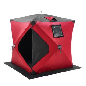 VEVOR 1-2 Person Ourdoor Portable Ice Shelter Pop-Up Ice Fishing Shanty Tent (Color: Red, size: 60 x 60 x 70 in)