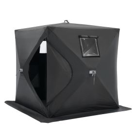 VEVOR 1-2 Person Ourdoor Portable Ice Shelter Pop-Up Ice Fishing Shanty Tent (Color: Black, size: 60 x 60 x 70 in)